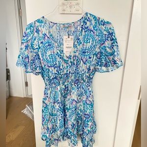 Zara Flowy Tiered Paisley Print Tiered Dress with Sleeves - NWT - Small